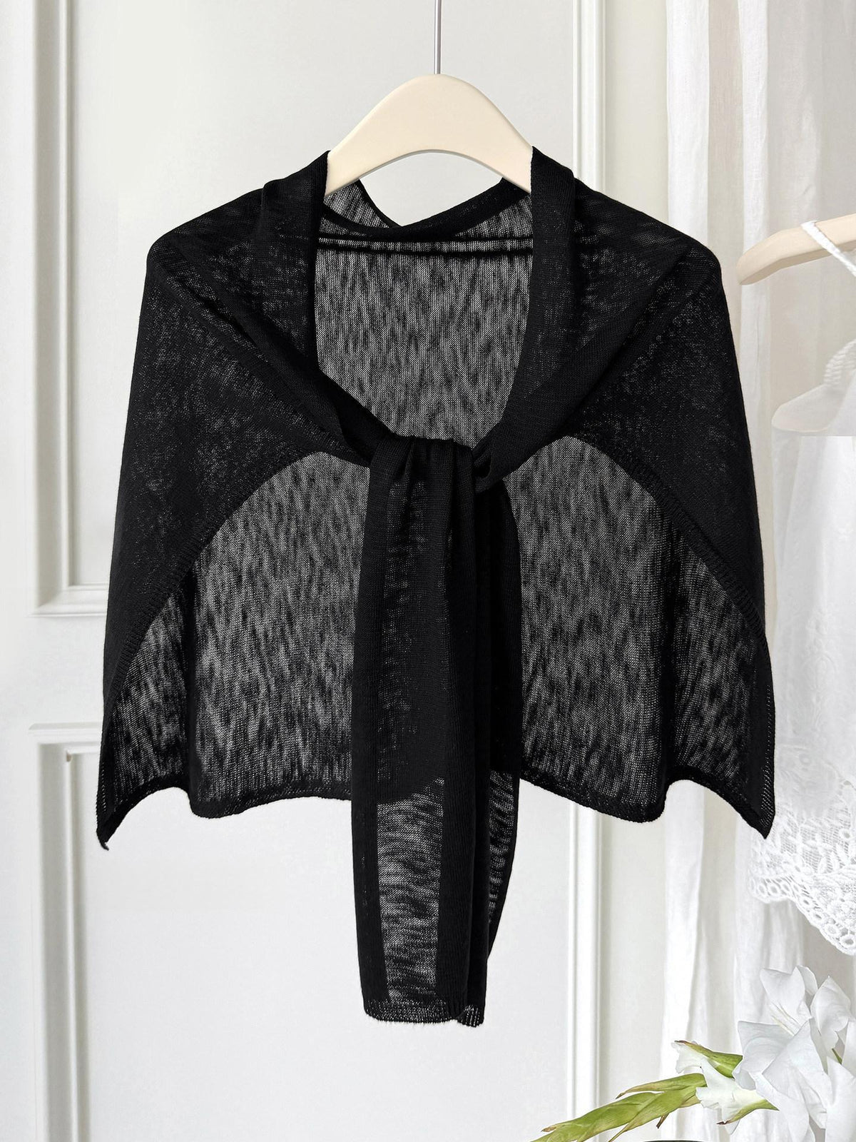 Womens Plus-Size Knitted Shawl With Bamboo-Strip Pattern