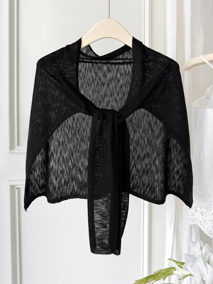 Womens Plus-Size Knitted Shawl With Bamboo-Strip Pattern