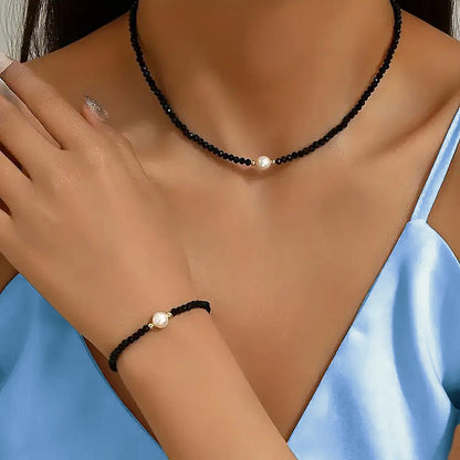 Black Spinel Turquoise Necklace Bracelet