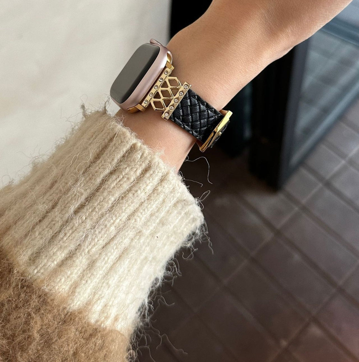 Diamond Design Leather Women's Watch Strap