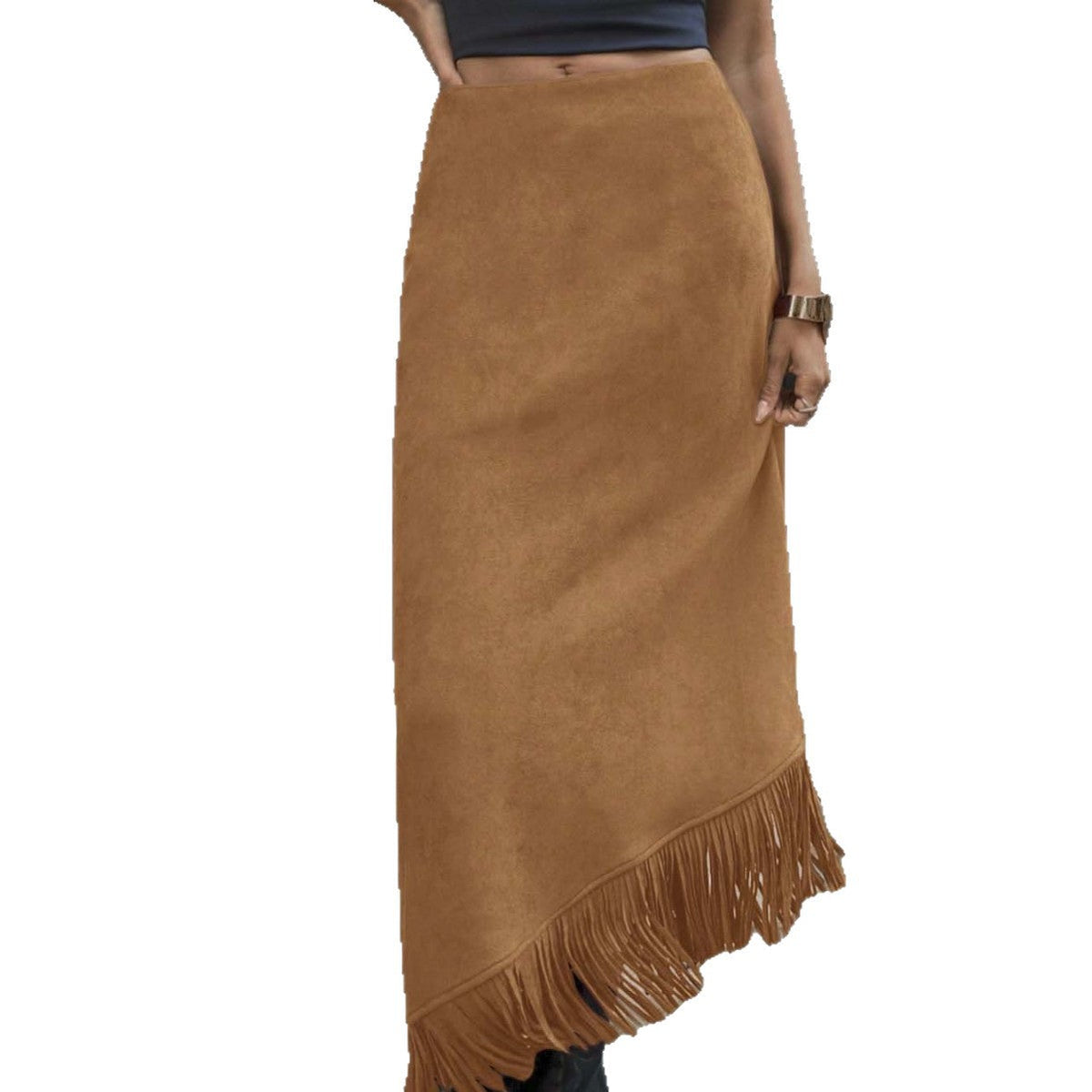 Fringe Asymmetrical Long Skirt For Women