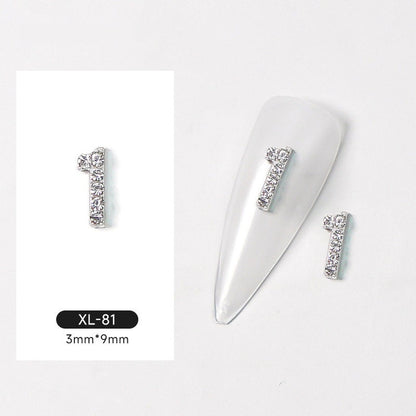 Silver Digital Sparkling Diamond Alloy Nail Decoration