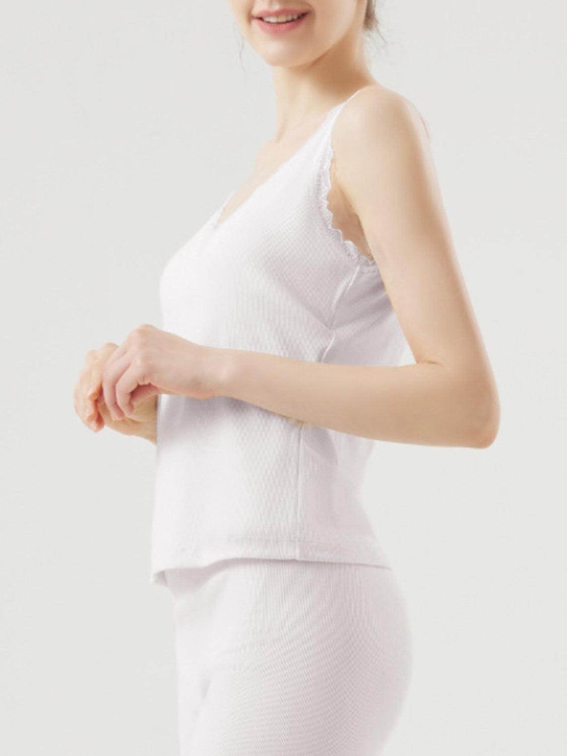 Lace Detail V-Neck Wide Strap Tank for Stylish Comfort