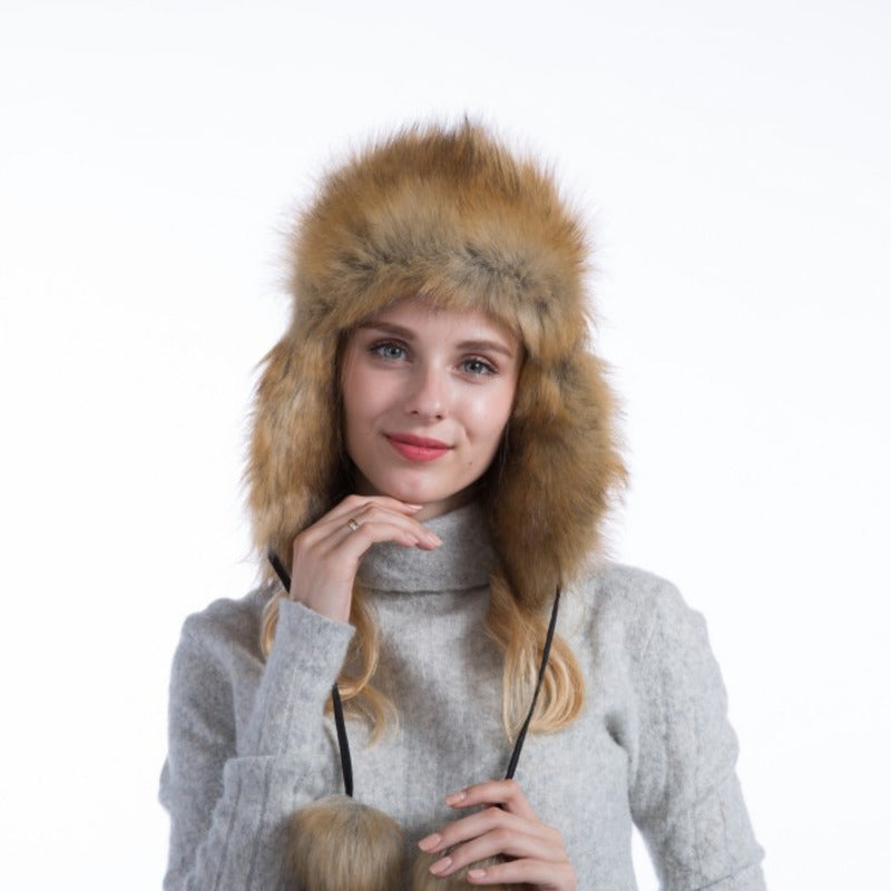 Autumn Winter Ladies Korean Fox Fur Warm Hat