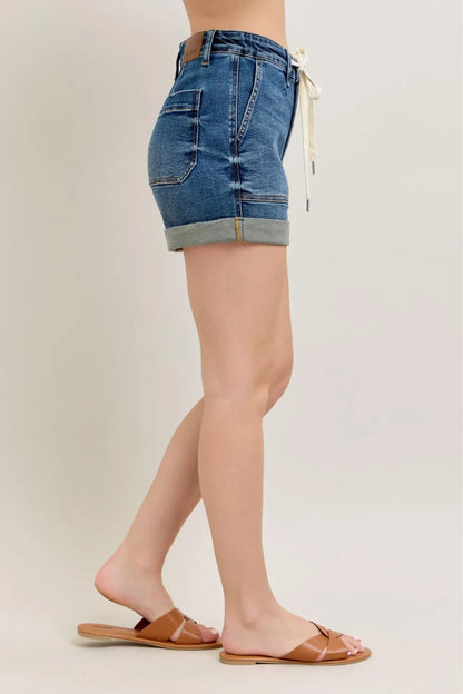 Judy Blue Full Size High Rise Cuff Denim Shorts Plus Size