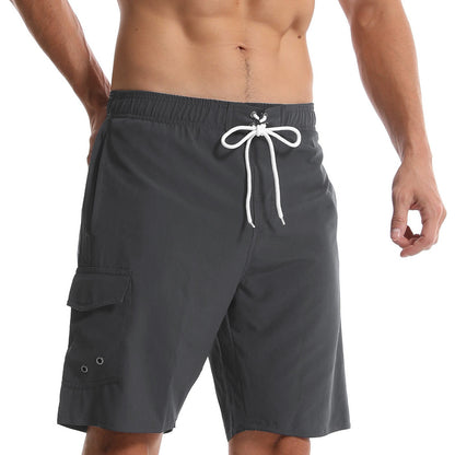 Cross Border Men's Summer Solid Color Beach Pants Men's Five Point Shorts Mesh Breathable Quick Drying Waterproof Sports Casual Pants