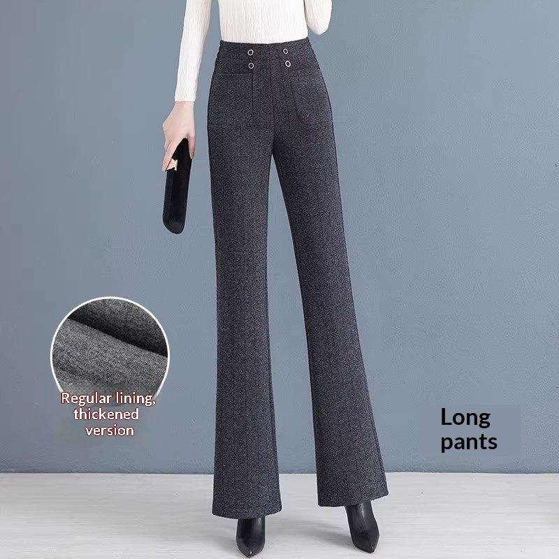 Womens Fallwinter Fleece-lined Slimming Bootcut Pants New Style