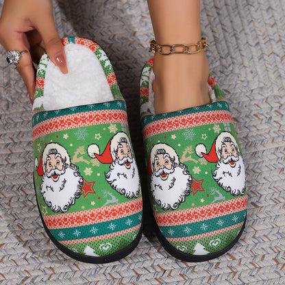 Christmas Snowman Elk Santa Claus Plush Slippers