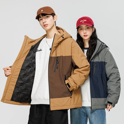 Contrast Color Casual All-matching Down Coat Shell Jacket