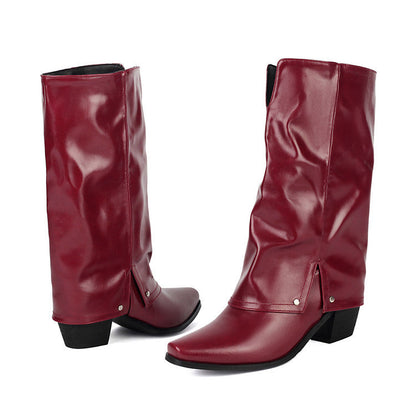 Retro Chunky-heeled Booties For Women