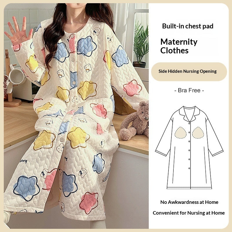 Air-cotton Padded Nursing Dress For Pregnant Women With Built-in Breast Pads