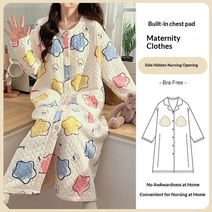 Air-cotton Padded Nursing Dress For Pregnant Women With Built-in Breast Pads