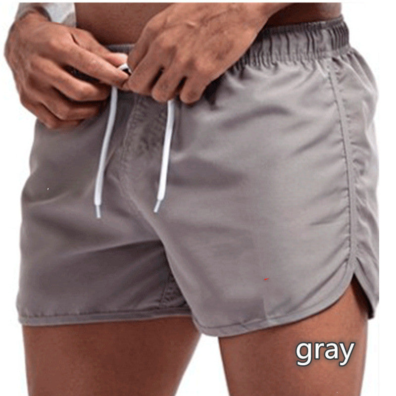 Mens Solid-Color Three-Quarter-Length Beach Shorts