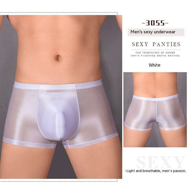 Oil Glossy U Convex Transparent Men's Stretch Shorts