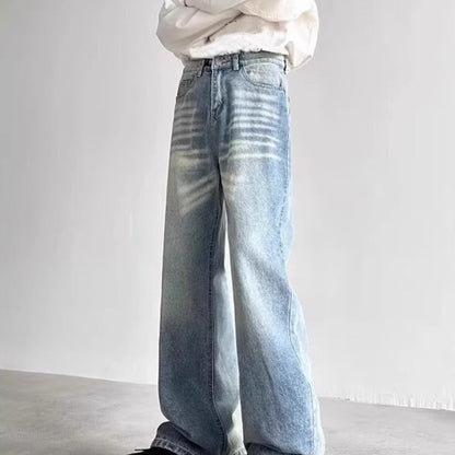 Retro Distressed Loose Straight-leg Wide-leg Pants