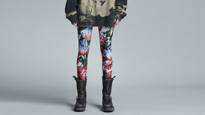 Retro Floral Butterfly Print Casual Skirted Legging Pants