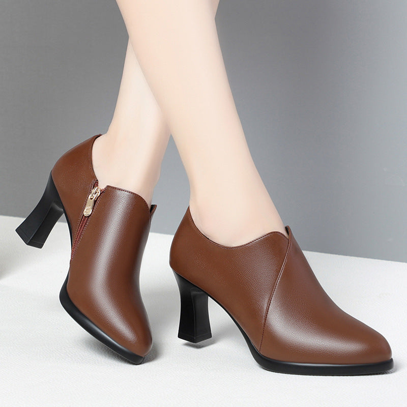Soft Leather Deep Mouth Pumps Shoes