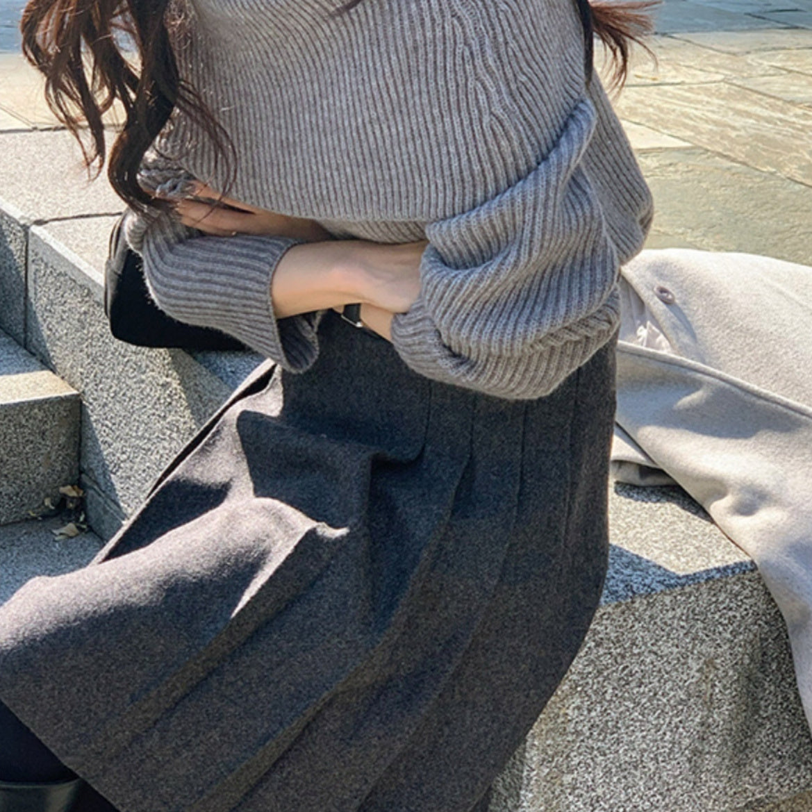 Wool Pleated Skirt For Women