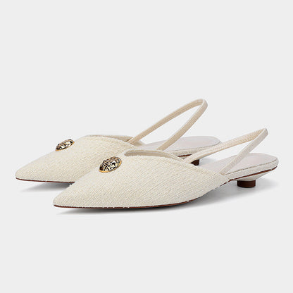 Pointed Toe Stiletto Sandals French Style Temperament Shallow Mouth Pumps Women