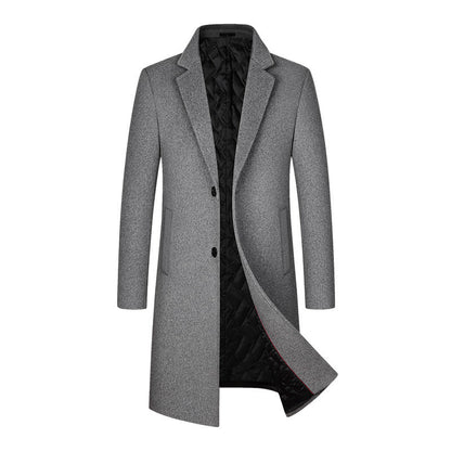 Men's Woolen Overcoat Mid-length Cotton-padded And Thickened