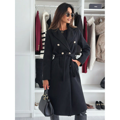 Women's Red British-style A-line Wool Coatcape Top