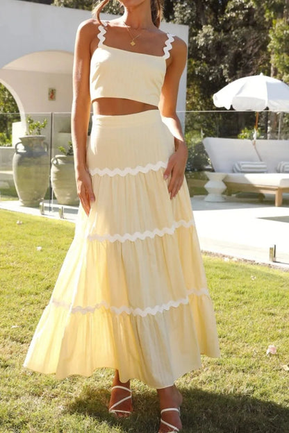 Contrast Trim Cami and Maxi Skirt Set