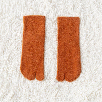 Women's Fleece-lined Thermal Winter Toe Socks Mid-calf Thick Warm