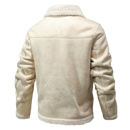 Solid Color Fur Casual Regular Coat Men