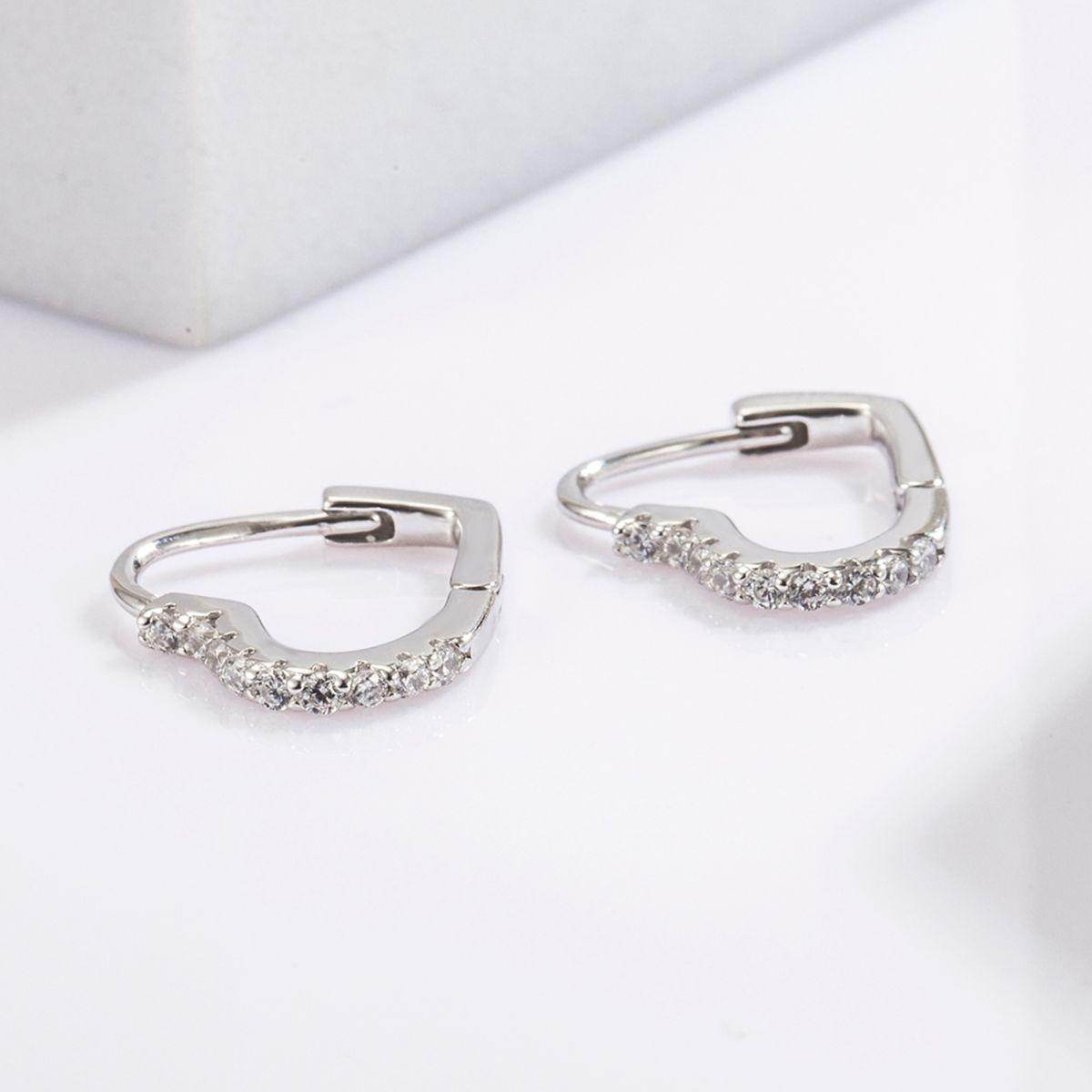 925 Sterling Silver Zircon Heart Shape Earrings Set