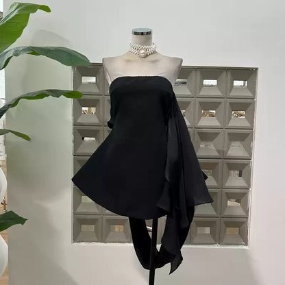 Ribbon Tube Top Niche Short Small Size Dress