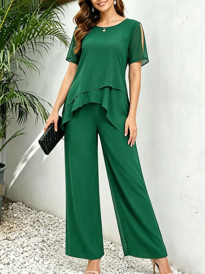 Women's Chiffon Patchwork Irregular Set