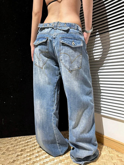 Retro Washed Cropped Jeans For Women