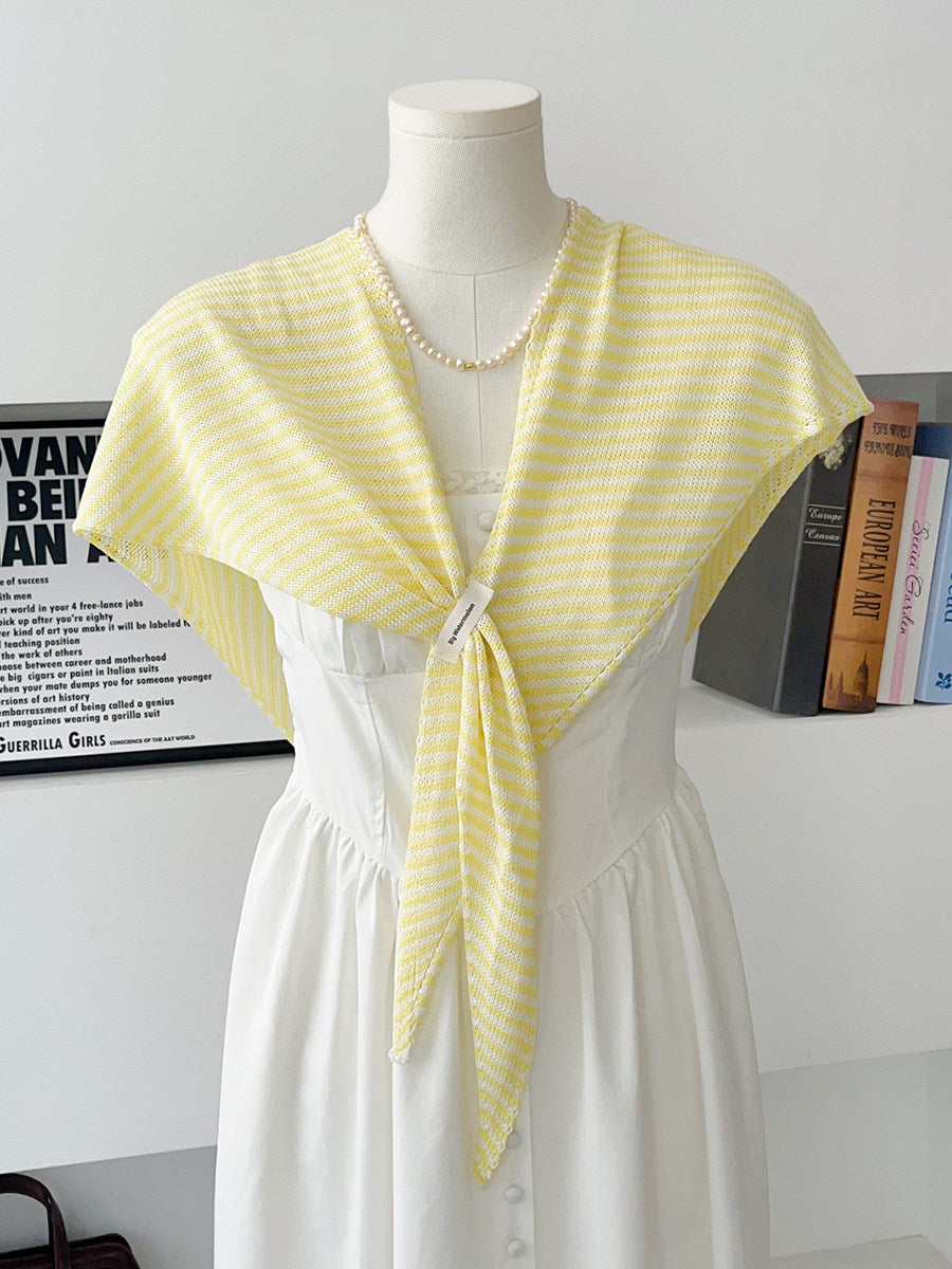 Striped Knitted Triangle Scarf Womens Outerwear Capelet