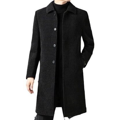 Temperament Lapel With Velvet Men's Woolen Coat
