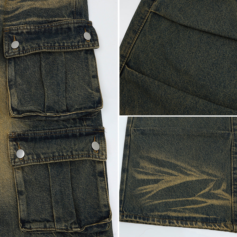 Multi-Pocket Workwear Jeans For Men