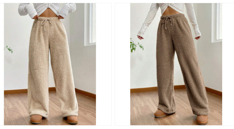 Women's Solid Color Loose Fleece Casual Pants