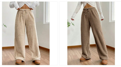 Women's Solid Color Loose Fleece Casual Pants