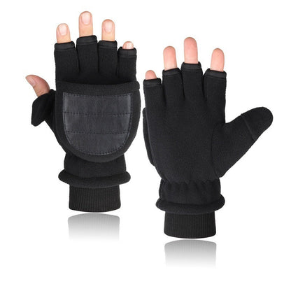 Double-layer Velvet Flip Touch Screen Gloves