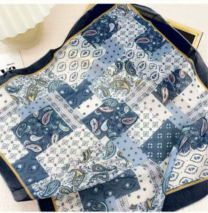 Korean-style Fresh And Delicate Floral Silk Scarf