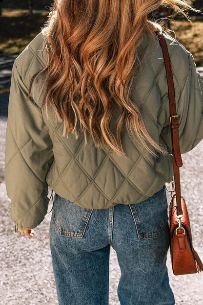 Drawstring Collared Neck Long Sleeve Winter Coat for Women