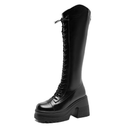 Womens Over-the-knee Boots With Ultra-high Chunky Heels For Added Height