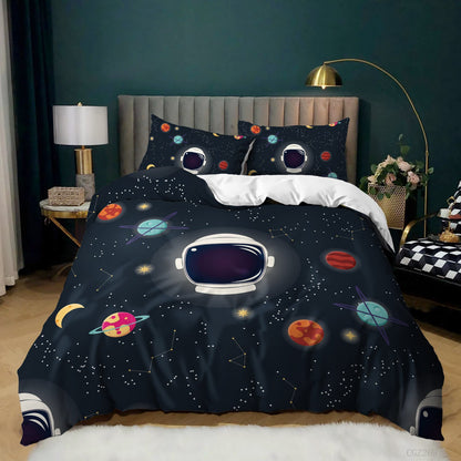 Spaceship Rocket Pattern Down Quilt Cover Suit Digital Printing Bedding For Kids Bedroom