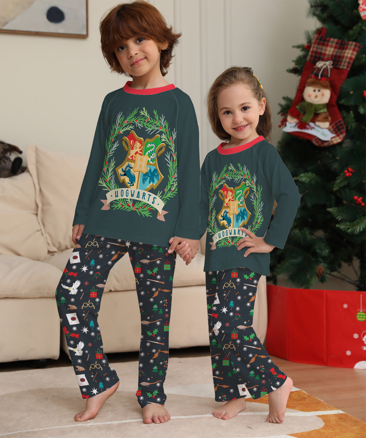 Cartoon Graphic Print Crew Neck Homewear Pajamas