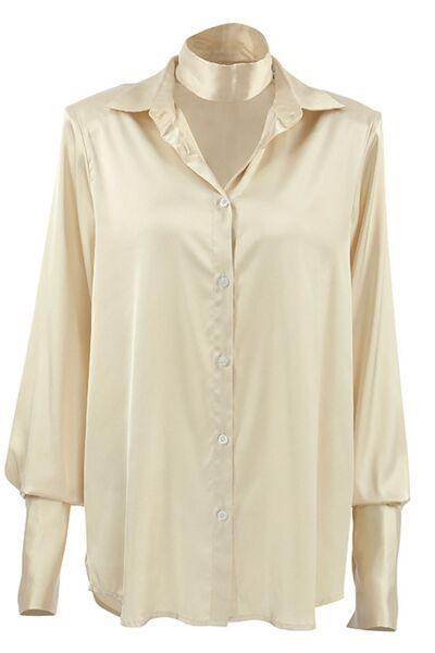 Button Down Long Sleeve Satin Shirt for Effortless Style