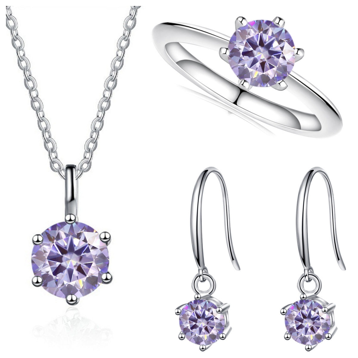 3-Carat Sterling Silver Moissanite Jewelry Set