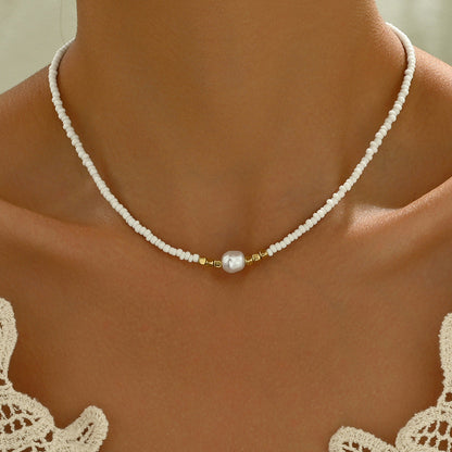 Bohemian Vintage Irregular-shaped Faux Pearl Necklace For Women