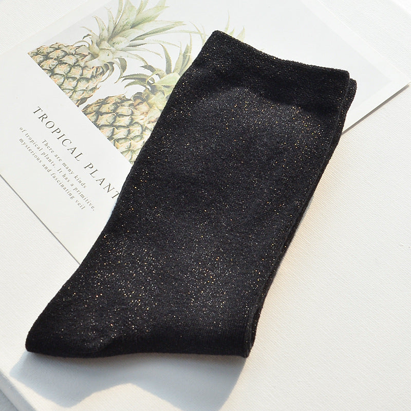 Women's Glitter Ribbed Mid Calf Slouch Socks