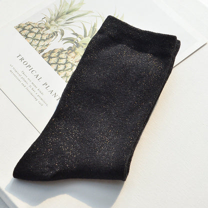 Women's Glitter Ribbed Mid Calf Slouch Socks