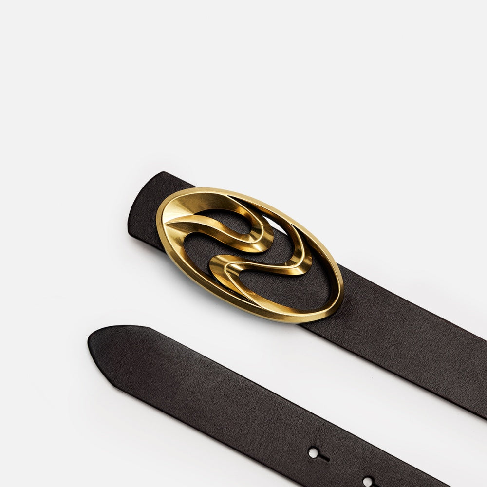 Matte Silver-plated Distressed Full-grain Leather Belt