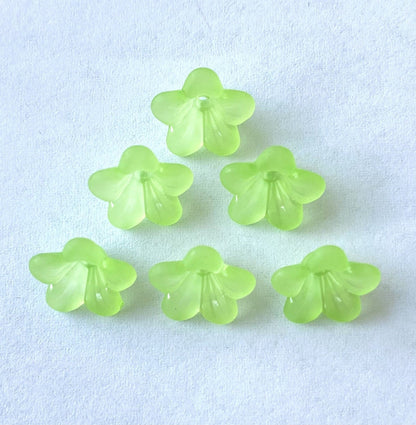 Matte Acrylic 5-Petal Blossom Beads, Translucent Center-Drilled Spacers For DIY Vintage Hair Sticks, Dangle Earrings & Pendant Crafts.